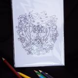 Wedding colouring card example ( pencils not included) any two names available, ideal wedding table gift for guests and children.