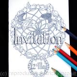 Invitation example with date. Colouring card with mermaids. Colour to send or send to be coloured. buy on Pay pal and say what date you need.