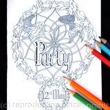 Party example with date and mermaids. Any date available. colour to send or send to be coloured. Purchase on pay-pal and state date needed