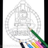 Railway Station ( HIGHLEY, any station name available on request)  colouring card. Colour to send or send to be coloured.