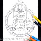 Kidderminster  steam railway colouring card ( You can have any station in the world woven into the design in this way) Colour to send or send to be coloured.