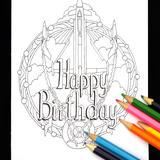 Jet planes colouring in card ( HAPPY BIRTHDAY) any name or words can be woven into the design for you in this way. Colour to send or send to be coloured.