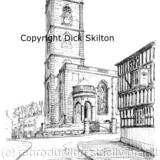 Whitchurch Shropshire St. Alkmund's Church on a 6 by 4 inch greeting card with envelope. bespoke notelets , prints and postcards available.