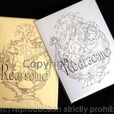 Roarsome Dinosaur colouring in cards, two examples of colouring in cards 
