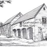 PIMHILL BARN wedding venue near Shrewsbury, pencil and pen print on a greeting card ( ideal thank you card). Prints mounted and signed available with names and dates printed below if you wish.