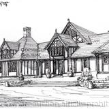Wistanstow Village Hall pen and pencil as a greeting card , I can draw any wedding venue for you, as an original or a print.