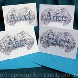 Harri, Arfon, Alun, Arwel name art card examples. These are sold as single cards @ £2.50 each let me know the names needed and if you want more than one so we can cut down on postage.