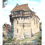 STOKESAY CASTLE vertical from the path by the church as a signed print on a4 watercolour paper. Unmounted.