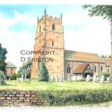 Astley St Peters church Near Stourport  Unmounted A4 signed print .