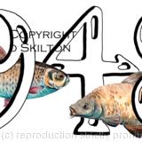 1948 with Carp and rudd. Any year and any fish can be within a design like this. Printed as a greeting card or notelet or even party invitation.