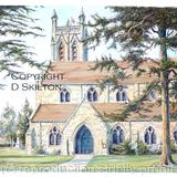Bromsgrove All saints church watercolour as a greeting card or bespoke notelet, invitation or thank you card. Prints and postcards available.