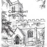 Alveley Church St Mary's black and white vertical as a greeting or bespoke card or notelet. prints and postcards available.