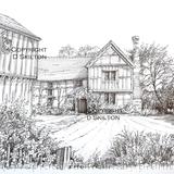 Lower Brockhampton pencil and pen drawing as a greeting card, bespoke notelet. prints and postcards available.