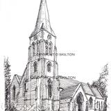 Abberley St Mary's Victorian church pencil and pen as a greeting, thank you card, invitation etc. Prints and postcards available. 