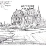 DROITWICH Chateau Impney as a signed  print on a4 watercolour paper. Unmounted.