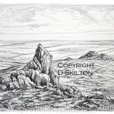 Stiperstones pencil and pen drawing as a greeting card. Prints and postcards available.