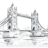 106 London Tower bridge pencil  as a greeting card. 