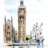 london Big ben watercolour as a greeting card. Prints and postcards available. 