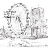 London Eye drawing pencil as a greeting card. Prints available.