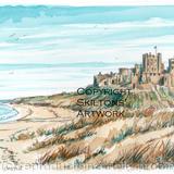 Northumberland Bamburgh Castle as a greeting card or bespoke notelet. Prints and postcards available.