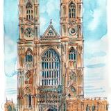 London Westminster Abbey watercolour as a greeting card or bespoke notelet or royal wedding invitation perhaps!!! prints and postcards available.