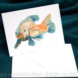 Tench, loose watercolour on a 5 by 7 inch greeting card or invitation perhaps. This image can be used on a fishing record card of some kind. prints and postcards available.