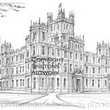 Highclere Castle pencil drawing Signed a4 print on watercolour paper, unmounted.