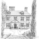 Albrighton Hall wedding and party venue as a signed  print on a4 watercolour paper. Unmounted.