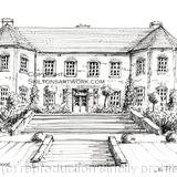 Delamere Manor Cheshire wedding venue as signed  print on a4 watercolour paper. Unmounted.