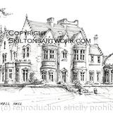 Pendrell Hall Wolverhampton wedding and event venue signed  print on a4 watercolour paper. Unmounted.