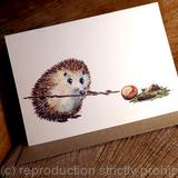 Hedgehog snooker player No. 30 as a 6 by 4  greeting card. We can add happy retirement or Birthday etc if you wish.