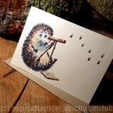 48 'The astronomer'. Skillipig greeting card 6 by 4 inches with brown recycled envelope.