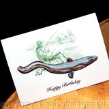 EEL HAPPY BIRTHDAY card . One of the 'Gone Fishing' collection. Any of our freshwater fish image and any message below can be printed for you, just ask.