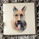 German shepherd card portrait or Pawtrait collection, 6 by 6 inches with brown recycled envelope. Signed prints available mounted in a 7 by 9 inch mount.