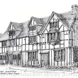 Shakespeare's birthplace Stratford - Upon - Avon as a signed print on A4 size Bockingford or similar quality paper 