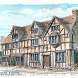 Shakespeare's Birthplace Stratford Upon Avon Signed a4 print on watercolour paper, unmounted.