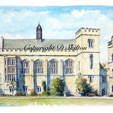Oxford Pembroke Chapel Signed a4 print on watercolour paper, unmounted.