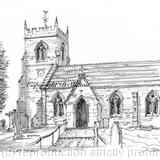 Codsall St Nicholas Staffordshire Signed a4 print on watercolour paper, unmounted.