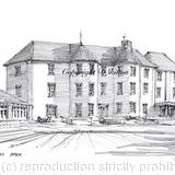 Tewkesbury Park Wedding Venue as a signed  print on a4 watercolour paper. Unmounted. greeting cards available.