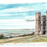 Broadway tower Worcestershire Cotswolds Signed a4 print on watercolour paper, unmounted.