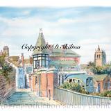 BridgnorthCliff Railway station watercolour as a signed print on a4 watercolour paper unmounted.