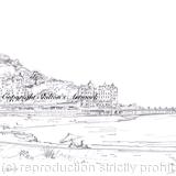 Llandudno Beach and pier as a pencil drawing printed on a 6 by 4 card . Prints available.