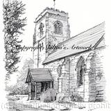 Atcham Church Nr Shrewsbury, St Eata's. A4 signed unmounted print.