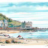 Llandudno watercolour pen and pencil. Signed a4 print on watercolour paper. 