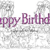 HAPPY BIRTHDAY ( pink) dog group card, we can put in name within or below the image. cantact for details.