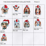 Christmas dog collection, images are produced on a 6 by 6 inch ivory card  with HAPPY CHRISTMAS on if you wish.