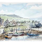 Parrog Nr. newport Pembbrokeshire. Print , signed and mounted to fit 7 by 9 inch frame. cards available on request.