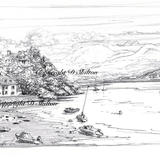 Borth y Gest bay with the Moelwyns in the distance. Mounted and signed laser print to fit a standard 7 by 9 inch frame. Original andcards available