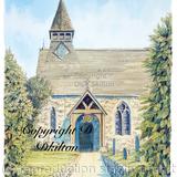 Bucknell church colour Shropshire. Signed A4 unmounted print.