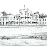 Ugbrooke House wedding venue drawing. signed  print on a4 watercolour paper. Unmounted. greeting cards available.
